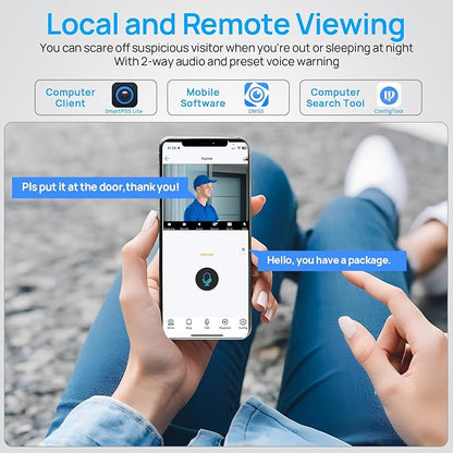 VIKYLIN Security Camera Outdoor 4K Full-Color 2×4MP Dual-Lens 1/1.8" CMOS Smart Splicing IP POE Camera Outputs 180° Wide Angle, Two-Way Talk,Active Detterence,SMD4.0,IVS,EPTZ,DMSS/SmartPss Lite