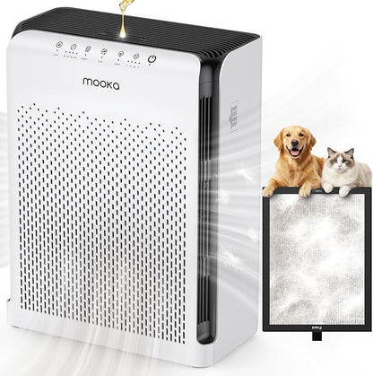 MOOKA Air Purifiers for Home Pets Large Room 2200ft² with ECO Mode, 20dB Ultra-Quiet HEPA Air Filter for Bedroom with Aromatherapy Nightlight, Air Cleaner for Pet Hair Dander Odor Dust Smoke, M200L