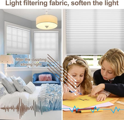 Godark Motorized Light Filtering Cellular Shades Compatible with Alexa/Google Home Electric Blinds Smart Honeycomb Shades for Windows Automatic Blinds with Remote Custom Size-White