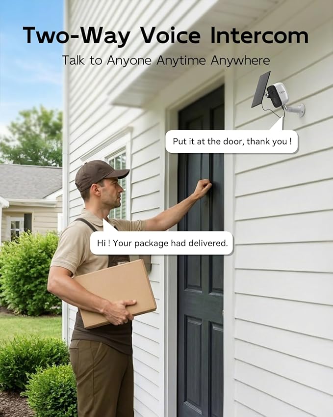 2K 5G Solar Security Cameras Wireless Outdoor 2-Pack, Wireless Cameras for Home with Full Color Night Vision, PIR Motion Detection, 5G&2.4GHz WiFi/IP66/ Alexa/2 Way Talk