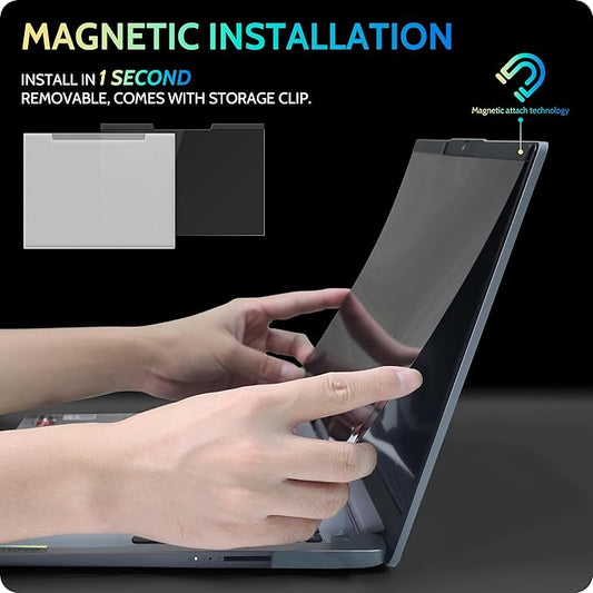 Peslv Magnetic Laptop Privacy Screen 16"&16.1" for 16:9 Computer Monitor, Removable Anti Glare Protector Blue Light Filter Shield Compatible with Lenovo Hp Dell Acer Asus Thinkpad Envy Xps