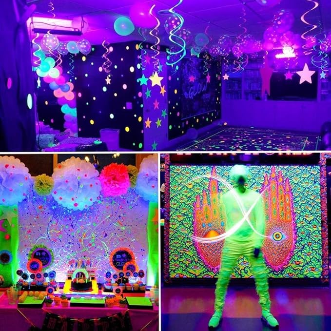 30W Black Light Bar, 30 LEDs, Blacklight Flood Light with Switch, Plug and 5ft Cable, Light Up 20x20ft, for Body Paint, Black Party, Halloween