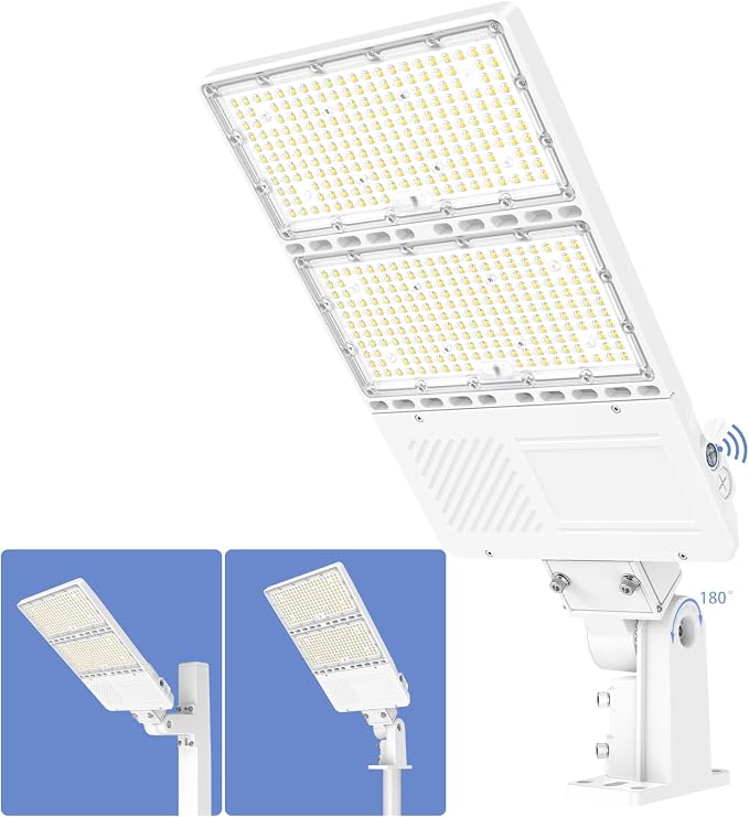 320W LED Parking Lot Light UL Listed 44800LM Flood Light with Photocell 5000K IP65 Street Area Lights Arm & Slip Fitter in 1 Mount, AC100~277V