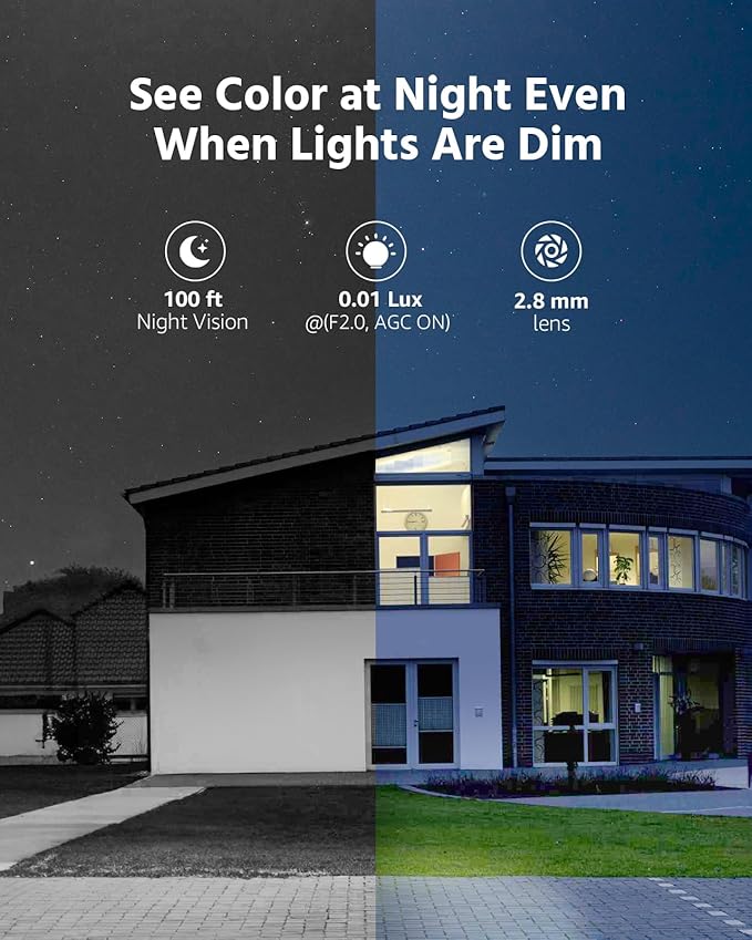 ANNKE 3K PoE Camera with Audio/Mic, IP Turret Security Camera Outdoor Indoor, Color Night Vision, AI Human Detection, IP67 Weatherproof, 116° Wide Angle 2.8mm Lens, 24/7 Recording,RTSP, @20fps