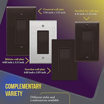 ENERLITES 4-Way Decorator Paddle Rocker Light Switch, Gloss Finish, Clamp Down Wiring, Grounding Screw, Residential Grade, 15A 120V/277V, UL Listed, 94150-BR, Brown