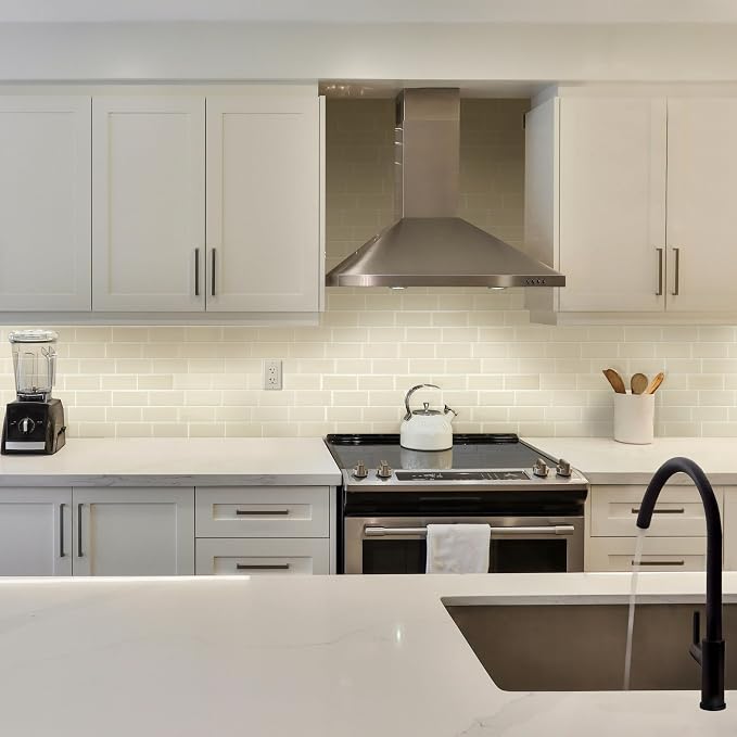 Smart Tiles Peel and Stick backsplash, Subway Cream Beige, 11.55"x8.38" | Pack of 5 (2.8 sq ft), Glossy, Heat/Moisture Resistant, Low VOC, Kitchen/Bathroom, Renter Friendly, Made in Canada