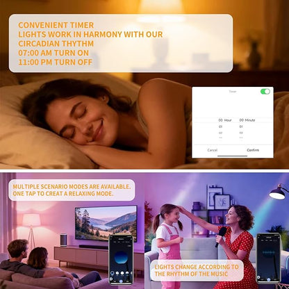 Smart LED Bulb A19 9W 3-Pack, 16 Million Colors & White Dimmable, Wi-Fi, Compatible with Alexa Google Home, No Hub Required, Energy Saving