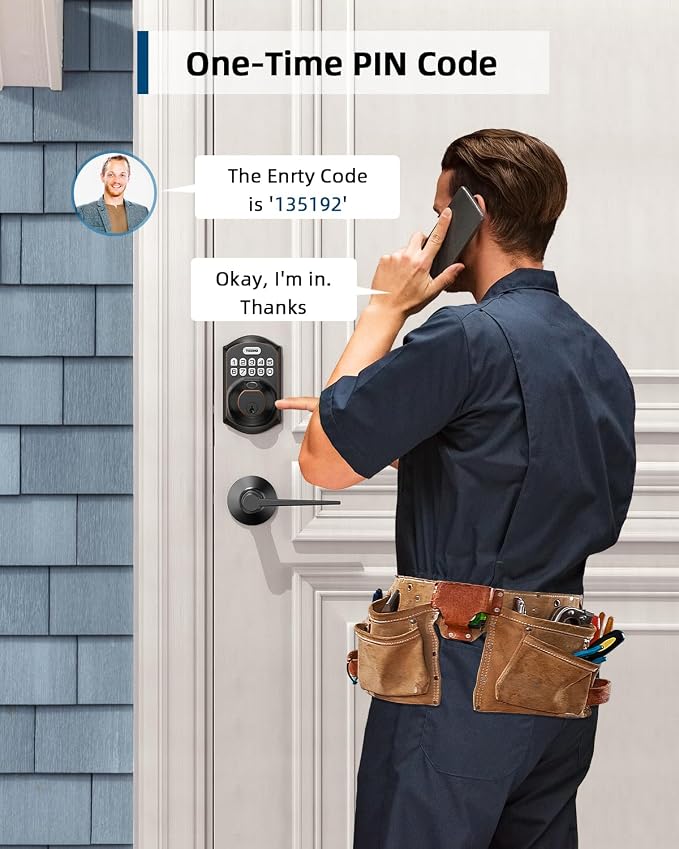 TEEHO TE002L Fingerprint Door Lock with 2 Lever Handles, Keyless Entry Deadbolt with Handle Set, Electronic Keypad Deadbolt for Front Door, Auto Lock and 1 Touch Locking, Oil Rubbed Bronze
