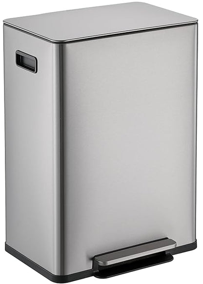 SIMPLI-Magic Infinity Edge 60L / 16 Gallon Kitchen Trash Can - Hands-Free Step Pedal, Soft-Close Lid, Stainless Steel Garbage Can with Inner Bucket