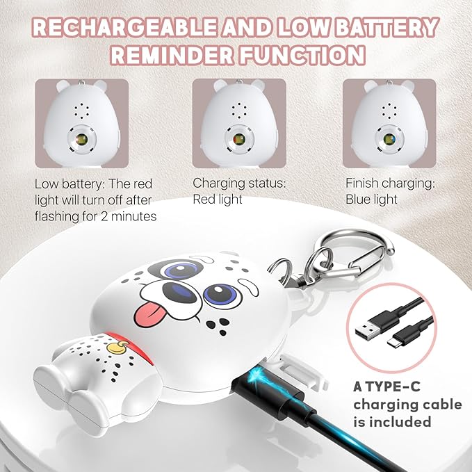 Rechargeable Personal Alarm for Women – 130dB Loud Emergency Alarm Keychain with Strobe Light, Self-Defense Safety Alarm with Low Battery Alert for Women, Kids & Seniors
