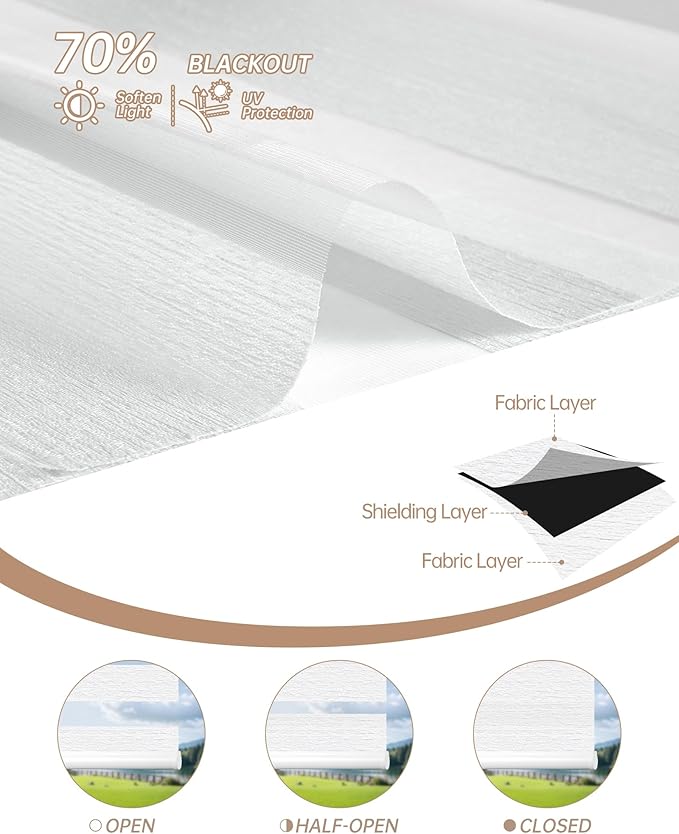 Kincmo Motorized Blinds with Remote, Motorized Zebra Shades Work with Apple Homekit,Alexa,Google Home, Customized Electric Blinds with Remote,App,Voice Control (70% Blackout Galaxy Ivory White)
