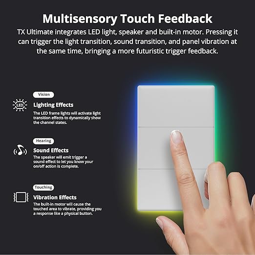 SONOFF Smart Light Switch, 2.4GHz WiFi Alexa Light Switch, Works with Alexa Google Home Brilliant Smart Switch, T5 1 Gang 1 Way Smart Touch Wall Switch, Neutral Wire Required Smart Life Light Switch