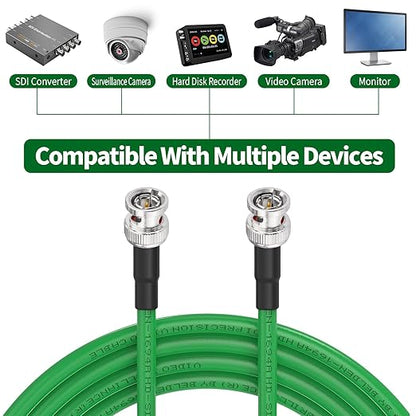 Superbat 3G 6G SDI Cable 50ft 75ohm BNC SDI Video Cable Belden 1694A Green Supports 6G-SDI 3G-SDI HD-SDI 4K/8K Video Security Camera Converter,Precision SDI Camera Wire