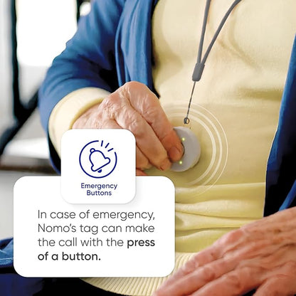 Emergency Alert & Movement Sensor Tags – Elderly Monitoring with Emergency Panic Button, Wearable Fall Detection for Seniors, Water-Resistant - Works with Nomo Care Kit - 10-Year Battery Life - 2 Tags