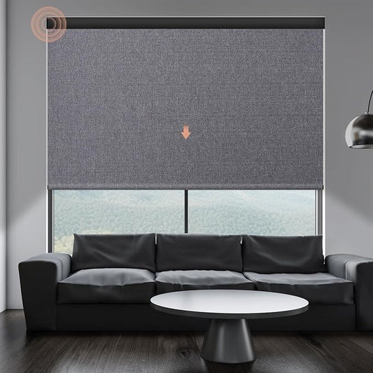 Motorized Roller Shade: Blackout, Electric Blinds, Compatible with Alexa/Google Home/Apple Homekit, Customized Size, Noir Anchor Grey