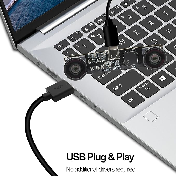 MMlove USB Stereo Camera 1080P 60FPS Synchronous Dual Lens 4MP Camera Module 3D Webcam 115° Viewing Angle Lightburn Webcam Plug & Play for VR Face Recognition Streaming,PC/Laptop/Raspberry Pi