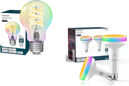 Linkind A19 Smart Edison Bulb 1 Pack & Matter BR30 Smart Light Bulbs with Stretchable Design 2 Pack
