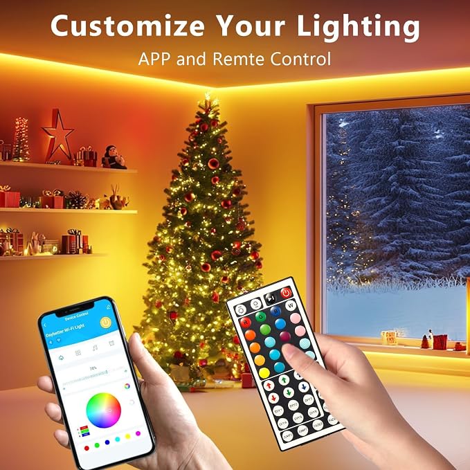 DAYBETTER LED Strip Lights 110ft, Smart Lighting Strips with App Remote Control, RGB Music Sync Color Changing Lights for Bedroom Kitchen Party Home Decor(1 Roll) (Pack of 2)