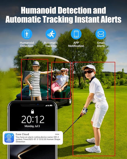 Wireless Security Camera System Triple 3Lens Camera 5G/2.4G WiFi 4pcs 6MP 2K HD PTZ Dome Cameras System with Color Night Version,Automatic Cruise,Motion Detection,1TB HDD, 16CH