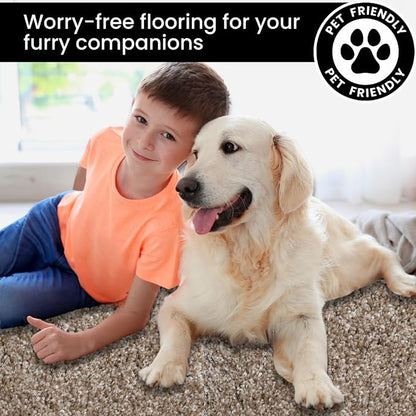 Smart Squares Easy Street Premium Plush Carpet Tiles, Made in USA – 18x18 Peel and Stick Floor Tiles with Attached Padding – Seamless DIY Carpet Squares (2.5 Sq Ft, 1 Tile, 858 Acorn)