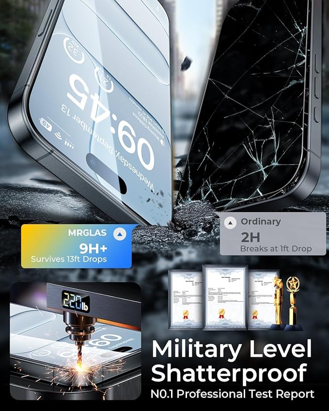 MRGLAS TOP 9H+ Glass 2+2 Packs for iPhone Air Privacy Screen Protector with Camera Lens Protector [Zero Bubble][10X Military Protection] 17 Air 6.5" Tempered Glass Full Edge Coverage,Case-Friendly