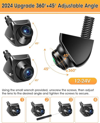 【4 Signal Modes】Backup Camera 360°+45°Rotatable Back up Camera Supports AHD 1080P/720P/NTSC/PAL Models RearView Reverse Camera for Car Truck Super Night Vision IP69K Parking Assist 170° Angle 12V-24V