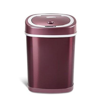 Ninestars Automatic Motion Sensor Trash Can, 4 Gallon, Waterproof, Smart Adsorption, for Bathroom, Bedroom, Kitchen, Office (Burgundy)