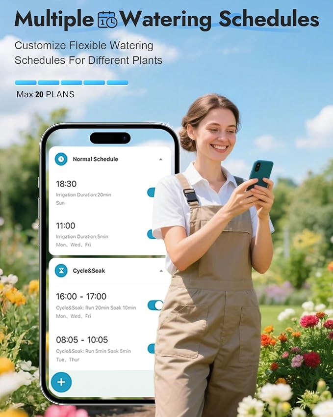 Insoma WiFi Water Timer Brass Inlet, Smart Sprinkler Timer for Garden Hose, APP & Voice Control Hose Timers, No WiFi Hub, 20 Watering Plans, Rain Delay Manual Mode for Garden Lawns(2.4GHz Only)
