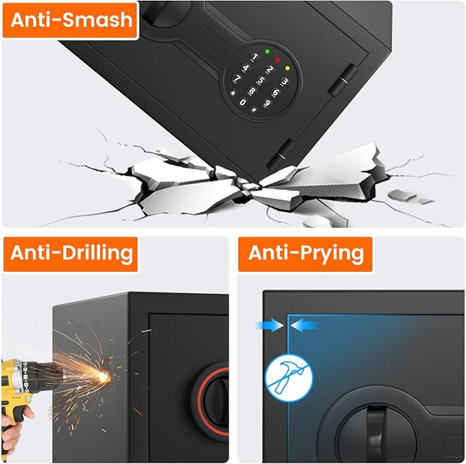 [2026 0.5H 1700°F] Mini Fireproof Safe, 14.8Lbs Heavy Duty Fire Safe Box