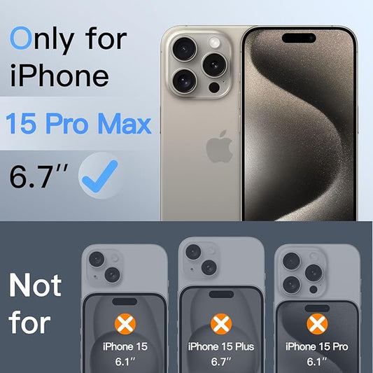 JETech 360 Degree Privacy Screen Protector for iPhone 15 Pro Max 6.7-Inch, 4-Way Anti-Spy Tempered Glass Film with Easy Installation Tool, 2-Pack