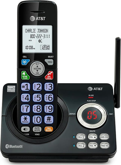 AT&T DL72179 1-Handset Landline Home Phone with Digital Answering System, Bluetooth Connect to Cell, DECT 6.0, Unsurpassed Range, Big Buttons, ECO Mode, Backlit Keypad and Display