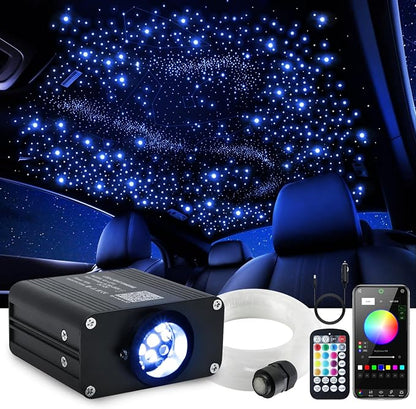 16W Car Home Starlight Headliner Kit, Twinkle & Sound Activate RGBW Fiber Optic Lights with APP & Remote Control, Star Lights for Ceiling Decoration, 450 pcs 9.8ft