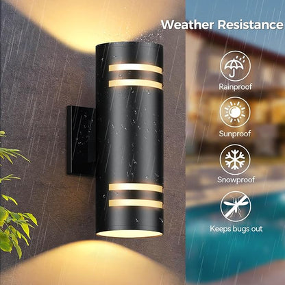 KIZON Smart Porch Lights 2 Pack, Modern Dusk to Dawn Outdoor Wall Lights Color Changing, Dimmable RGB Exterior Sconce Up and Down Light, Outside Lights for House Garage, Compatible with Alexa