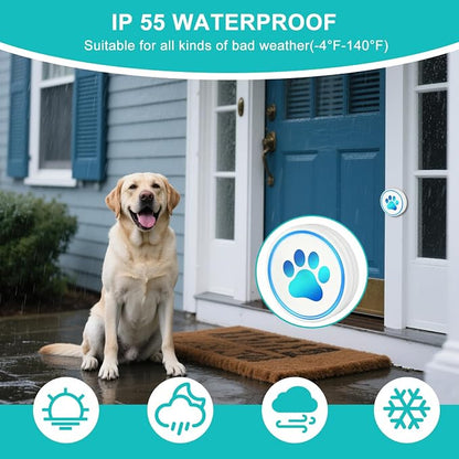 Dog Door Bell for Potty Training, Smart Wireless Doggie Doorbell to Go Outside, 1000 Feet Long Range with IP65 Waterproof Super-Light Touch Button, 60 Melodies & Adjustable Volume (White)