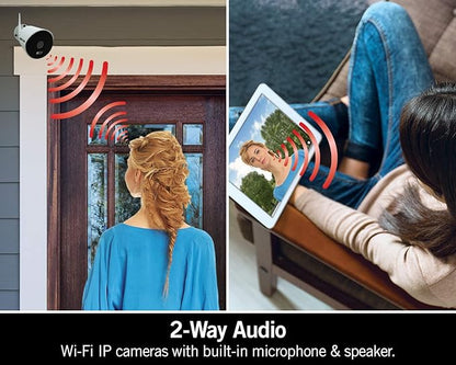 Night Owl AC Powered 1080p HD Wi-Fi IP Indoor/Outdoor Camera with 100 ft. of Night Vision, 2-Way Audio, Built-in Spotlight, Wide Viewing Angle and Free Remote Viewing App, 2-Pack