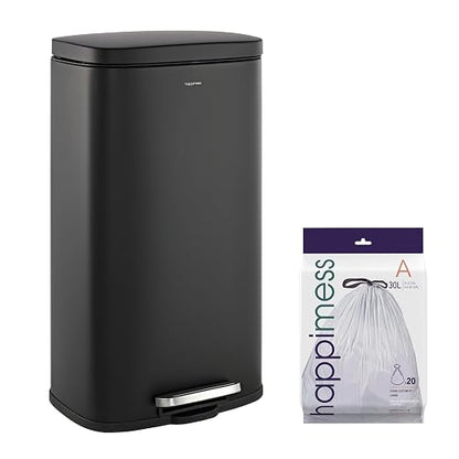 happimess Curtis 8 Gal Step Trash Can Soft Close 25", Charcoal Black