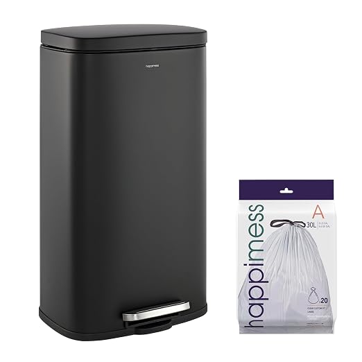 happimess Curtis 8 Gal Step Trash Can Soft Close 25", Charcoal Black