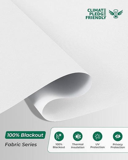 Allesin Motorized Blinds with Remote | Automatic Blackout Roller Shades, Easy Install & Smart Control Electric Blinds for Home Office, Living Room (White 35" W x 72" H)
