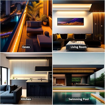 NOVOSTELLA 40ft Waterproof Tunable White LED Strip Lights, Dimmable Flexible Rope Light 3000K-6500K 12V Tape Light with Remote, Ribbon for Outdoor and Indoor Bedroom Home Mirror Kitchen Cabinet
