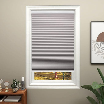 Changshade Custom Cellular Shades Blackout Blinds Cordless for Indoor Windows, Room Darkening Light Blocking Black Out Honeycomb Blinds for Living Room, Bedroom, Bathroom, Grey