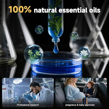 Smart Car Air Freshener Diffuser Voice Control with Starry Projection Light, 3 Adjustable Modes Intelligent Aromatherapy for Essential Oil, Smart Auto On/Off, Voice Edition (Cologne + Ocean)