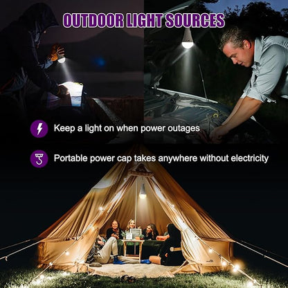 E26 Rechargeable Light Bulbs with Remote, 2 Pack A21 Wireless 2000mAh Battery Operated LED Light Bulbs for Lamp, 3 Color Temperatures Dimmable Color Changing Bulb for Outdoor Use