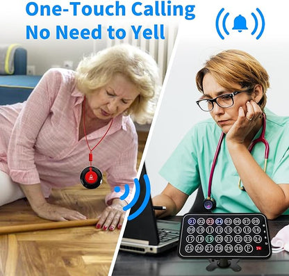 Life Alert Care Giver Pager Nurse Call System 30-line Elderly Monitoring 10 Emergency Bathroom Alarm Button for Patients Seniors Disabled SOS Help for Nursing Home Hospital Clinic Restaurant