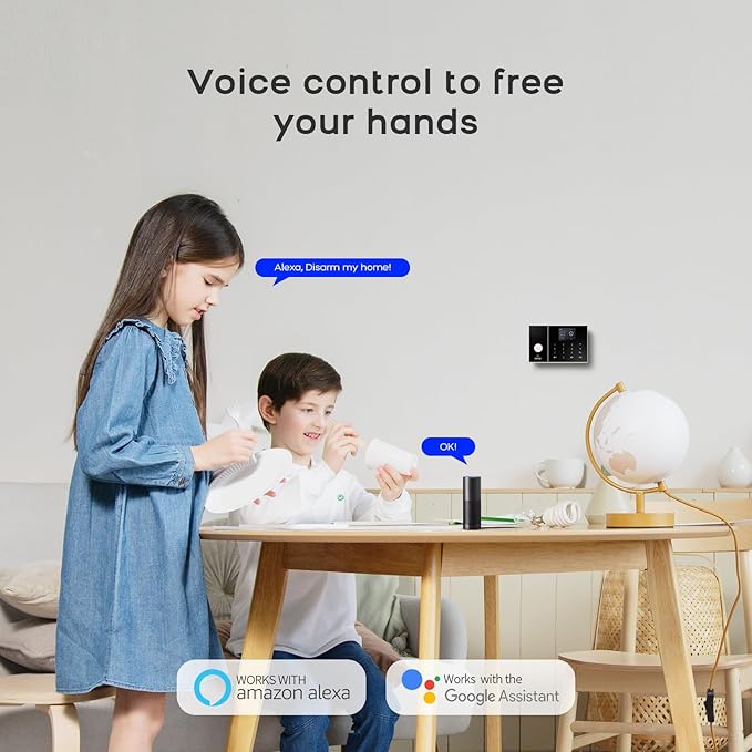 PGST Home Security Systems 8-Piece Kit,Alarm System for Home Security,App Alerts,Door Sensors,Motion Detection,WiFi Alarm,Compatible with Alexa,No Subscription,for Home Security and Kids Safety