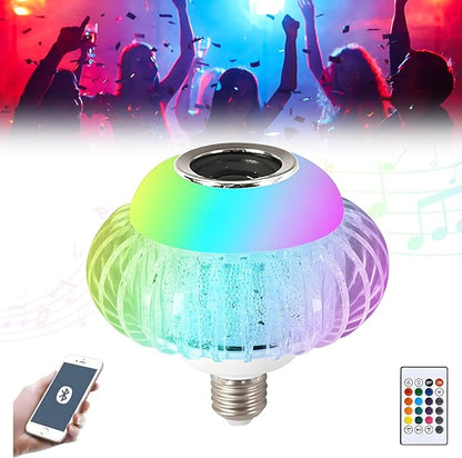 Bluetooth RGB Music Light Bulb, with Built-in Bluetooth Speaker, E27 Base Wireless Single Smart Light Bulb, Remote Control White+RGB Colors Speaker Bulb for Party, Home, Christma Decorations (1 Pcs)