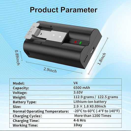 2 Packs 6500mAh Camera Battery for Ring-Video Doorbell 2/3/ 3plus/ 4 Camera/Stick Up Cam/Spotlight Camera Battery, New Upgrade Rechargeable V4 Replacement Battery (V4)