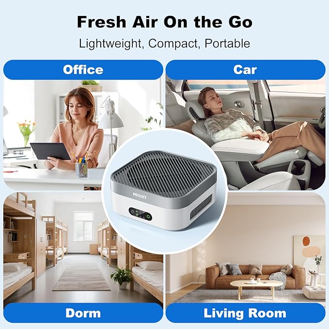 Air Purifiers for Home, H13 True HEPA Filter Captures Smoke Odor Pet Dander, Portable Quiet Car Air Purifier for RV/Desk/Bedroom/Office, Covers up to 600 Ft², Timer - 2 Filter
