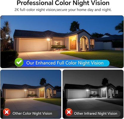 2K Window Camera for Home Security - 2.4Ghz WiFi Indoor Security Camera with Outdoor Monitoring, 3MP Color Night Vision, Human Detection, 24/7 Recording, Easy & Quick Install (White)