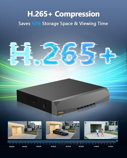 OOSSXX 8.0/4K Megapixel Security POE NVR Network Video Recorder, Supports up to 8MP/4K IP Cameras, Max to 8TB Hard Drive (16-Channel No HDD)
