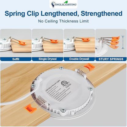 DLLT LED Recessed Ceiling Light: 6 Pack 6 Inch Slim Recessed Lighting for Kitchen - 5CCT Dimmable Canless Wafer Downlight for Living Room - 1200LM Brightness 12W Can Lights for Bedroom ETL FCC